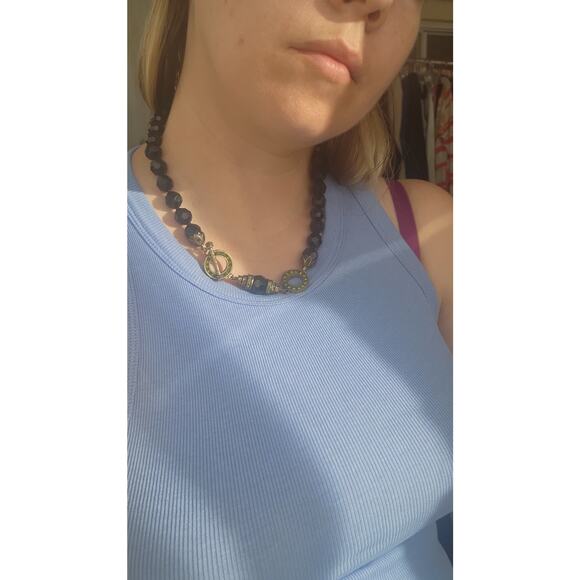 HEIDI DAUS Black Gold Crystal Beaded Necklace Retired 20" Long - Picture 8 of 8